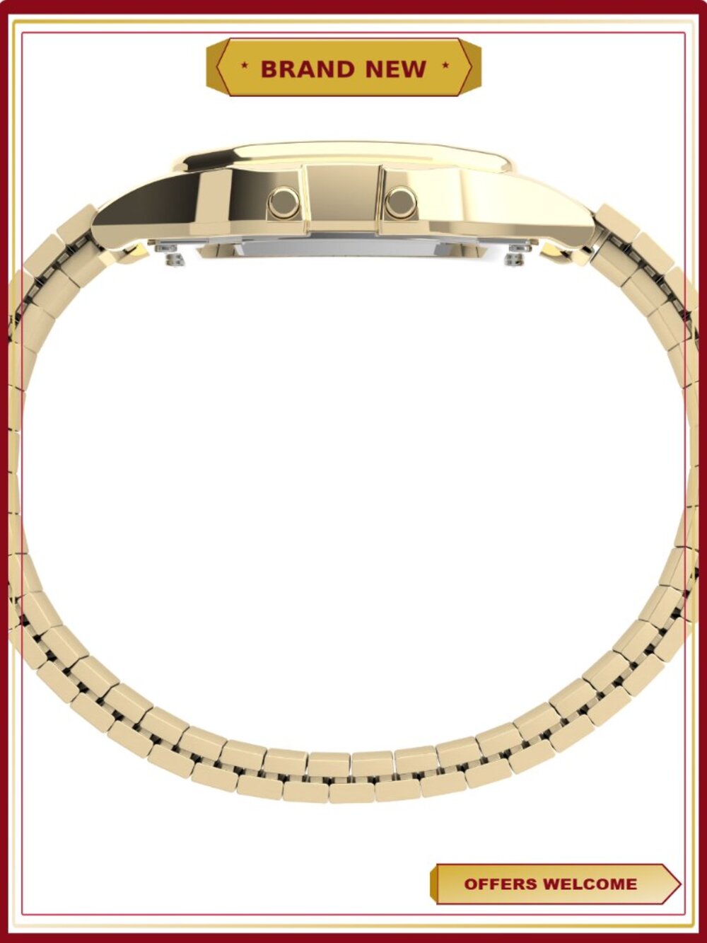 Men's Digital Expansion Band Wristwatch, Silver and Black - Picture 3 of 5